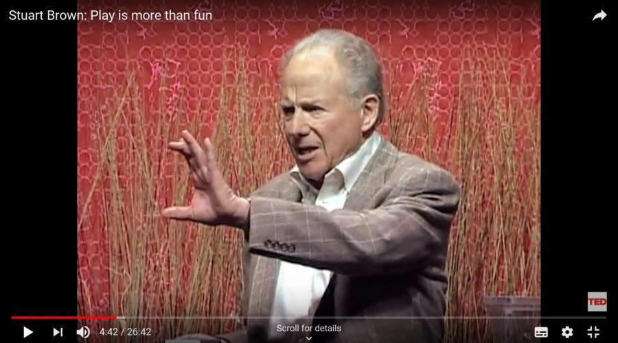 Picture of Professor Stuart Brown, play expert giving a TED Talk